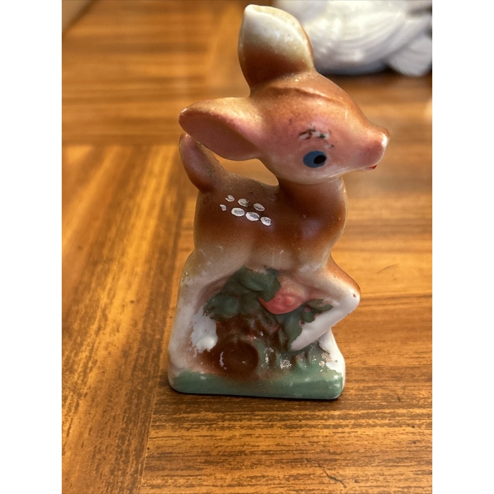 Made Japan Bambi Deer Flower‎ Figurine
